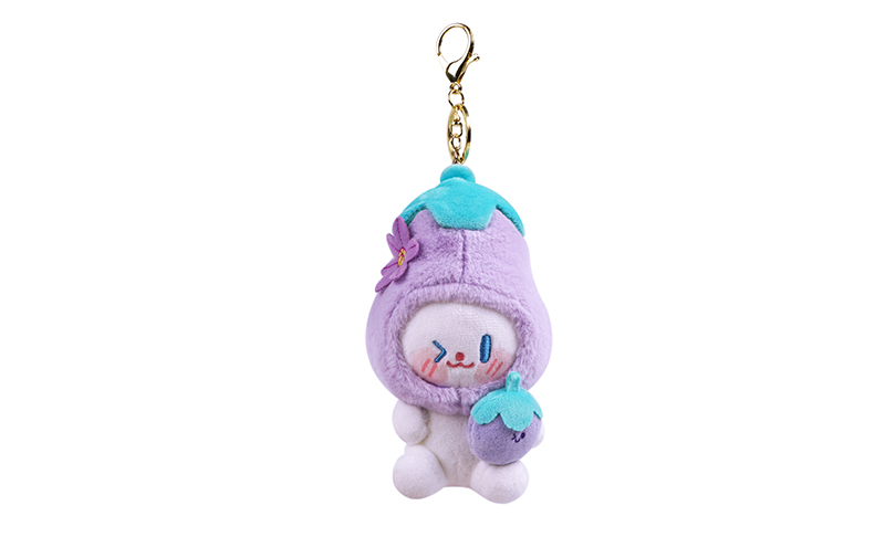 Eggplant bunny plush keychain